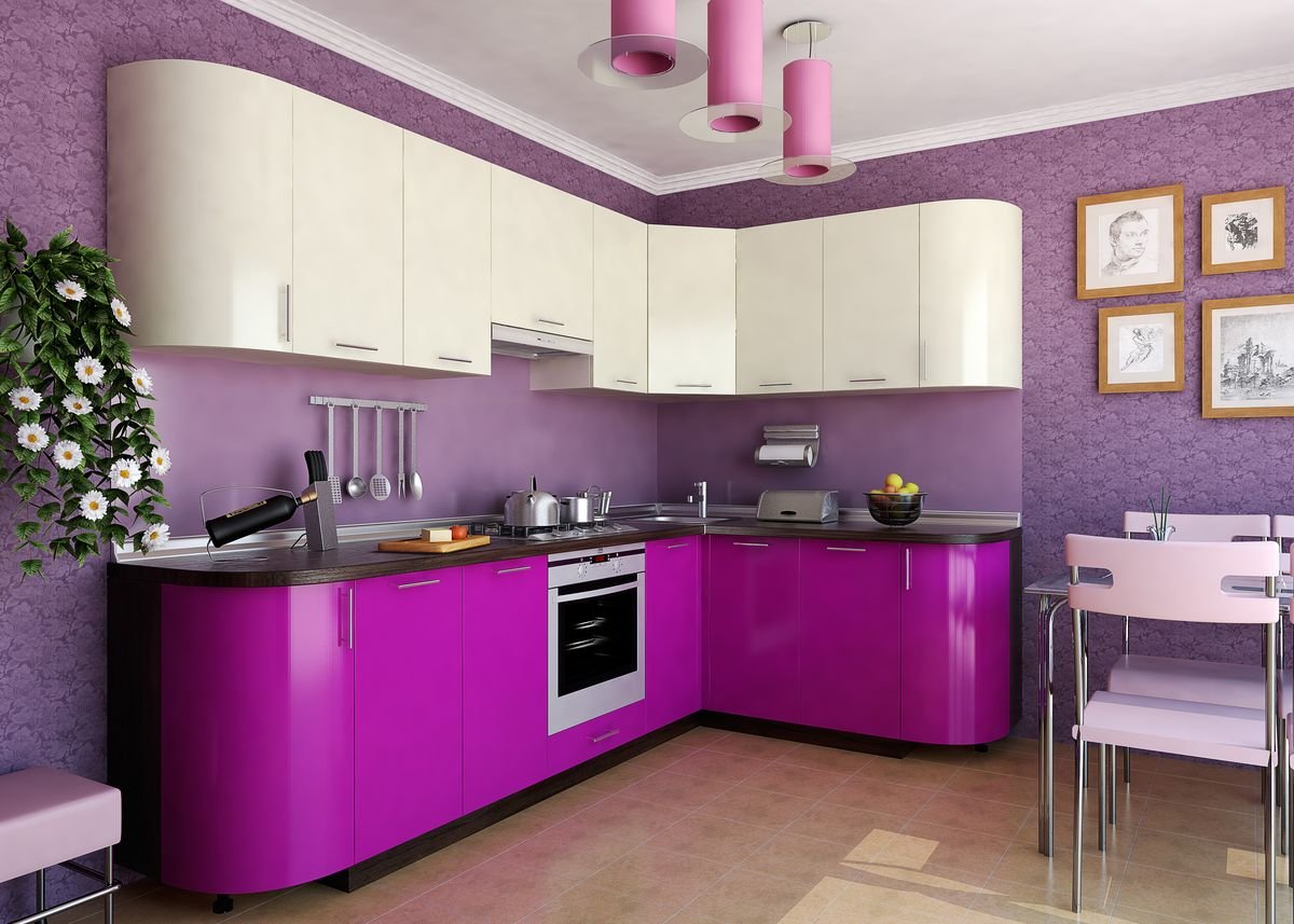 Кухня С Фиолетовыми Обоями