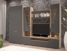 Купить Модульная стенка для гостиной цвет графит в каталоге Современные