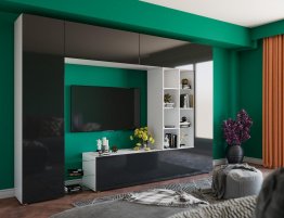 Купить Шкаф-стенка для гостиной графитового цвета в каталоге По типу помещения