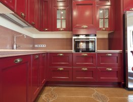 Продажа Угловая классическая кухня в бордовом цвете в каталоге Купить Угловая классическая кухня в бордовом цвете в каталоге