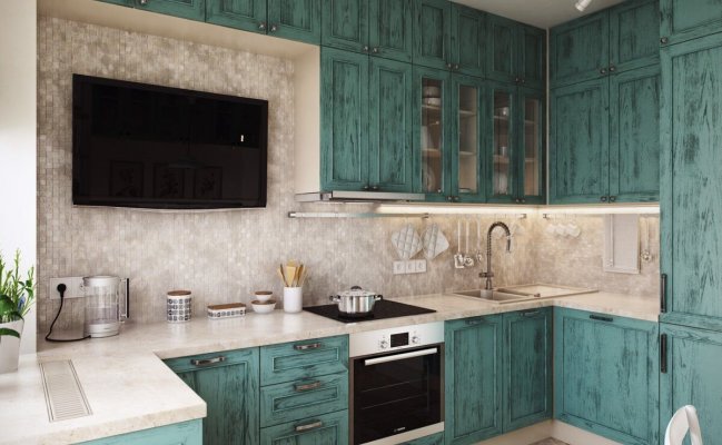 Кухня с фартуком мозайка