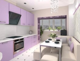 Продажа Небольшая прямая кухня в сиреневом цвете в каталоге Купить Небольшая прямая кухня в сиреневом цвете в каталоге