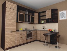 Продажа Угловая кухня с фартуком плиткой бежевого цвета в каталоге Купить Угловая кухня с фартуком плиткой бежевого цвета в каталоге