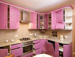 Продажа Угловая кухня в розовом цвете с фрезеровкой на фасадах в каталоге Купить Угловая кухня в розовом цвете с фрезеровкой на фасадах в каталоге