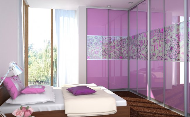 Угловой шкаф-купе с фотопечатью