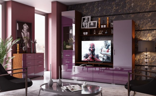 Шкаф-стенка для гостиной с открытыми полками