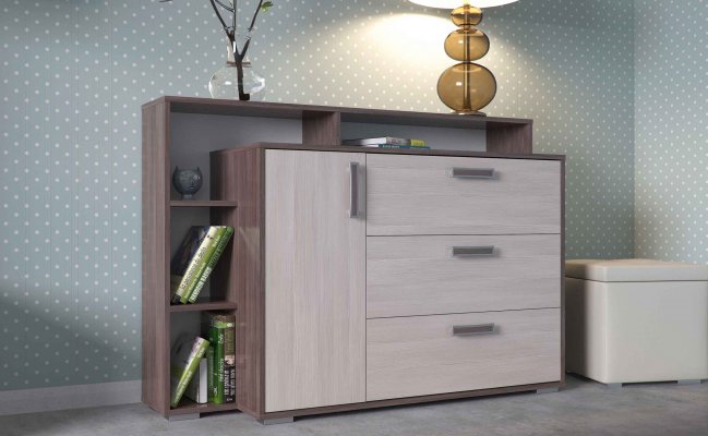 Комод с открытыми полками для книг