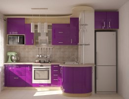 Продажа Кухня для небольшого помещения с фиолетовыми фасадами в каталоге Купить Кухня для небольшого помещения с фиолетовыми фасадами в каталоге