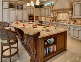 Продажа Угловая кухня с фартуком из плитки стиль барокко в каталоге Купить Угловая кухня с фартуком из плитки стиль барокко в каталоге