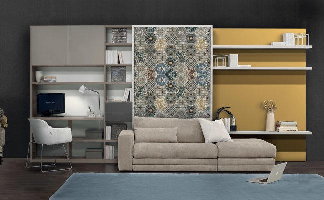 Шкаф-стенка с диваном и письменным столом