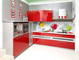 Продажа Небольшая угловая кухня с фартуком фотопечатью в каталоге Купить Небольшая угловая кухня с фартуком фотопечатью в каталоге
