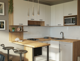 Купить Светлая угловая кухня с барной стойкой в каталоге Угловые