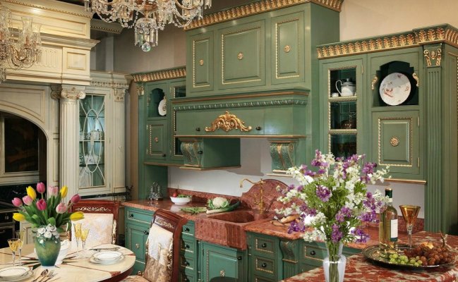 Кухня в фисташковом цвете