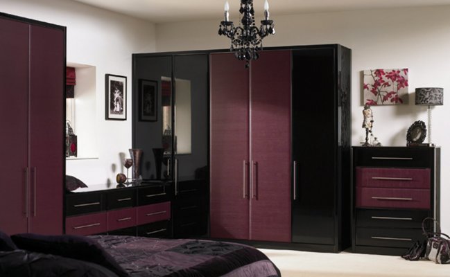 Распашной шкаф с темными фасадами