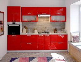 Продажа Небольшая кухня в красном цвете с глянцевыми фасадами в каталоге Купить Небольшая кухня в красном цвете с глянцевыми фасадами в каталоге