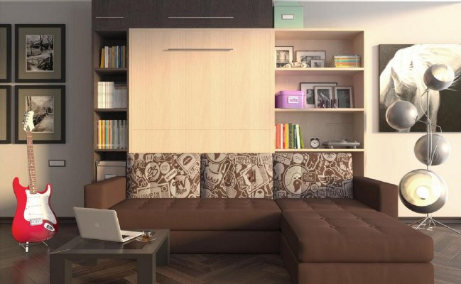 Шкаф-кровать с угловым диваном венге