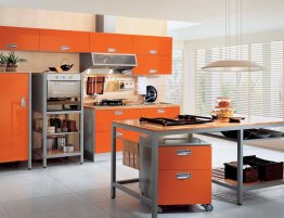 Купить Кухня с фасадами в оранжевом цвете в каталоге Из пвх