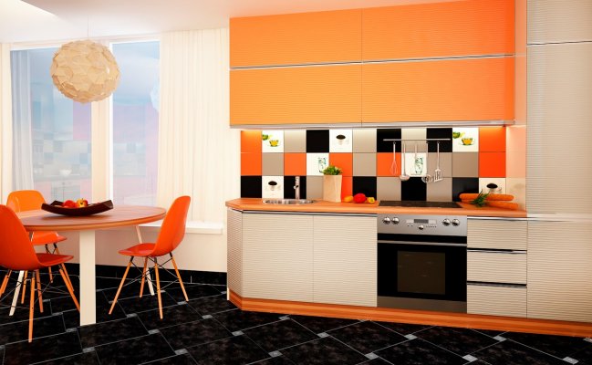 Небольшая кухня с рельефными фасадами