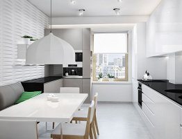 Продажа Светлая кухня с темной столешницей в стиле минимализм в каталоге Купить Светлая кухня с темной столешницей в стиле минимализм в каталоге