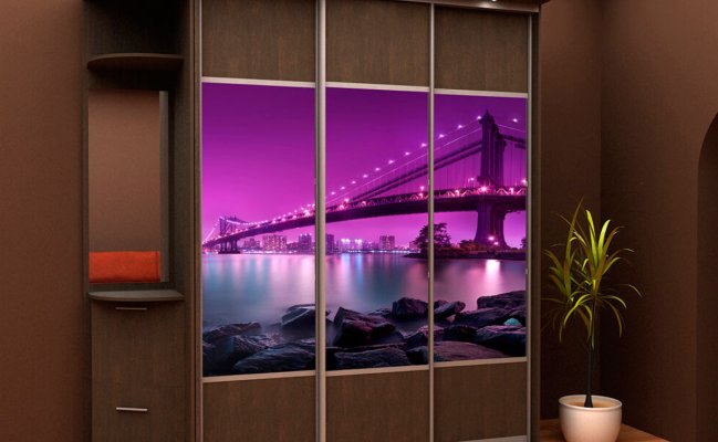 Шкаф купе с фотопечатью и боковыми полками