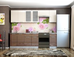 Продажа Небольшая прямая кухня с фартуком с фотопечатью в каталоге Купить Небольшая прямая кухня с фартуком с фотопечатью в каталоге