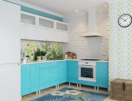 Продажа Небольшая кухня с стеклянным фартуком с фотопечатью в каталоге Купить Небольшая кухня с стеклянным фартуком с фотопечатью в каталоге