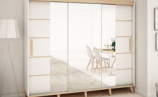 Шкаф купе белый с зеркалами