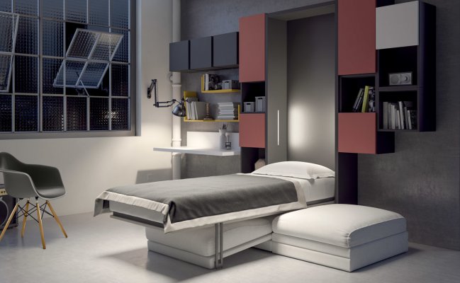 Модульный шкаф-стенка с кроватью