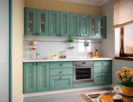 Продажа Классическая кухня в зеленом цвете с фартуком из стекла в каталоге Купить Классическая кухня в зеленом цвете с фартуком из стекла в каталоге