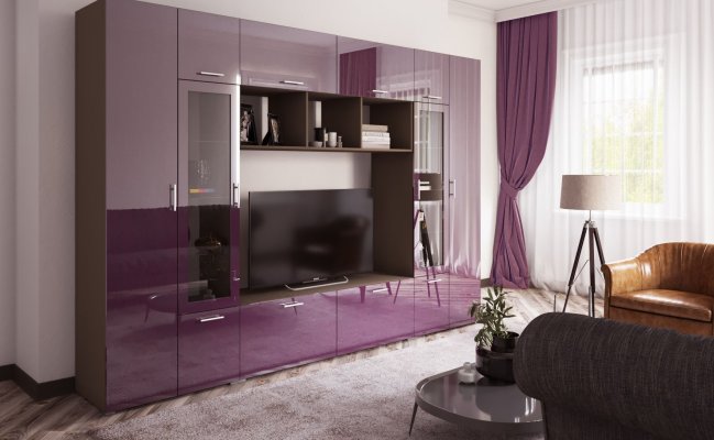 Шкаф-стенка с глянцевыми фасадами