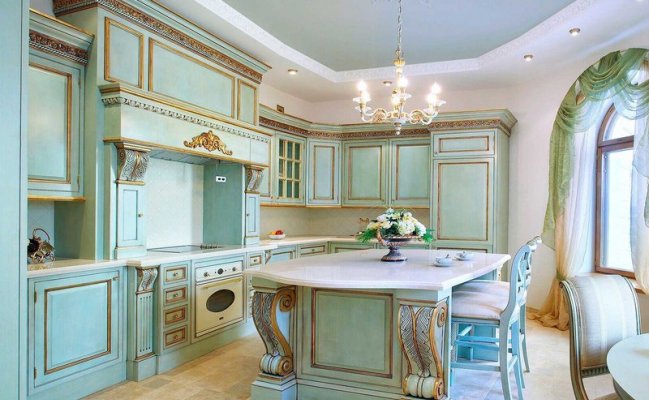 Кухня в бирюзовом цвете