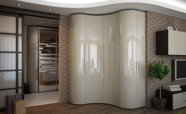 Четырехстворчатый радиусный шкаф-купе