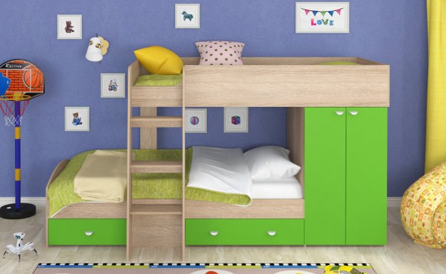 Шкаф совмещенный с двухъярусной кроватью