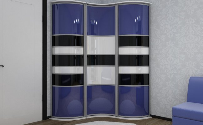 Радиусный шкаф с черными полосами