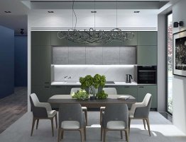 Продажа Серая прямая кухня в стиле минимализм в каталоге Купить Серая прямая кухня в стиле минимализм в каталоге