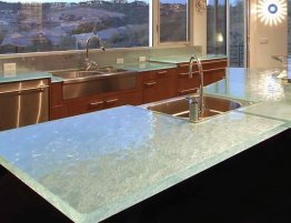Продажа Прямая кухня с островом с стеклянной столешницей в каталоге Купить Прямая кухня с островом с стеклянной столешницей в каталоге