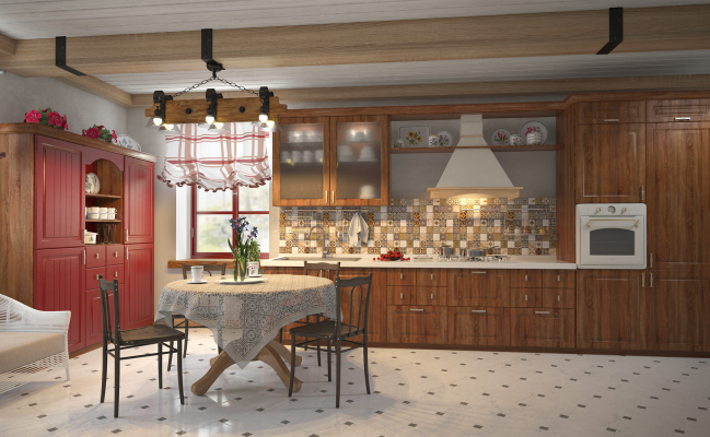 Кухня в стиле кантри с буфетом