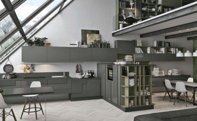 Современная кухня в цвете темный графит