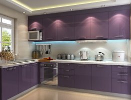 Продажа Угловая кухня с сиреневыми глянцевыми фасадами в каталоге Купить Угловая кухня с сиреневыми глянцевыми фасадами в каталоге