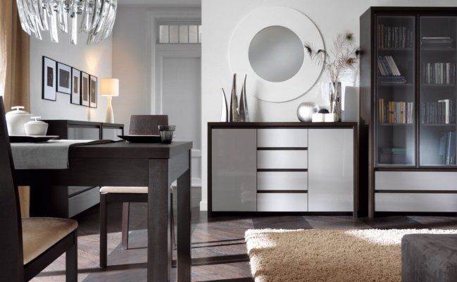 Книжный шкаф венге с белыми вставками