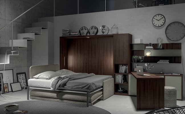 Шкаф-стенка с письменным столом и диваном