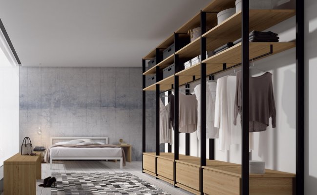 Шкаф с открытыми стеллажами и  полками