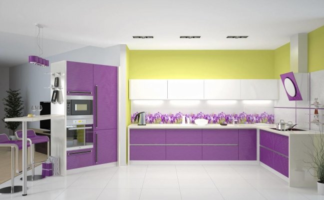 Кухня п-образная с рельефными фасадами