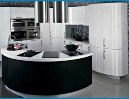 Продажа Кухня с радиусными фасадами и островом полу-кругом в каталоге Купить Кухня с радиусными фасадами и островом полу-кругом в каталоге