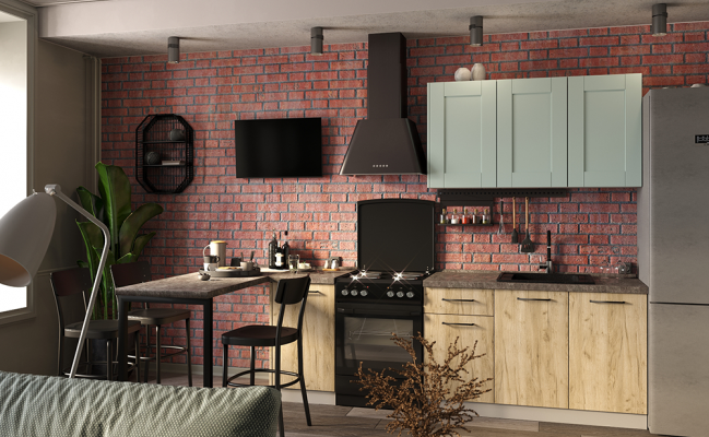 Небольшая кухня в стиле лофт с барной стойкой