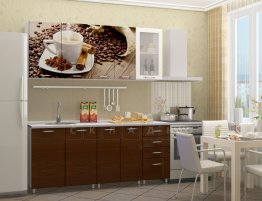 Продажа Небольшая прямая кухня с коричневыми глянцевыми фасадами в каталоге Купить Небольшая прямая кухня с коричневыми глянцевыми фасадами в каталоге