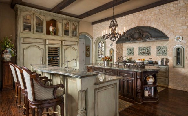 Кухня в ретро стиле с барной стойкой