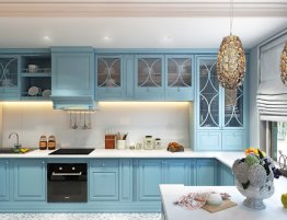 Продажа Угловая кухня в голубом цвете в каталоге Купить Угловая кухня в голубом цвете в каталоге