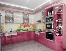 Кухня нежно розового цвета (67 фото)