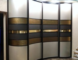 Продажа Белый радиусный шкаф с черной и золотой полосой в каталоге Купить Белый радиусный шкаф с черной и золотой полосой в каталоге